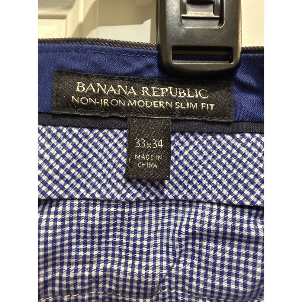 Banana Republic Non Iron Modern Slim Fit Pants Mens 33x34 Gray Flat Front - Picture 2 of 3